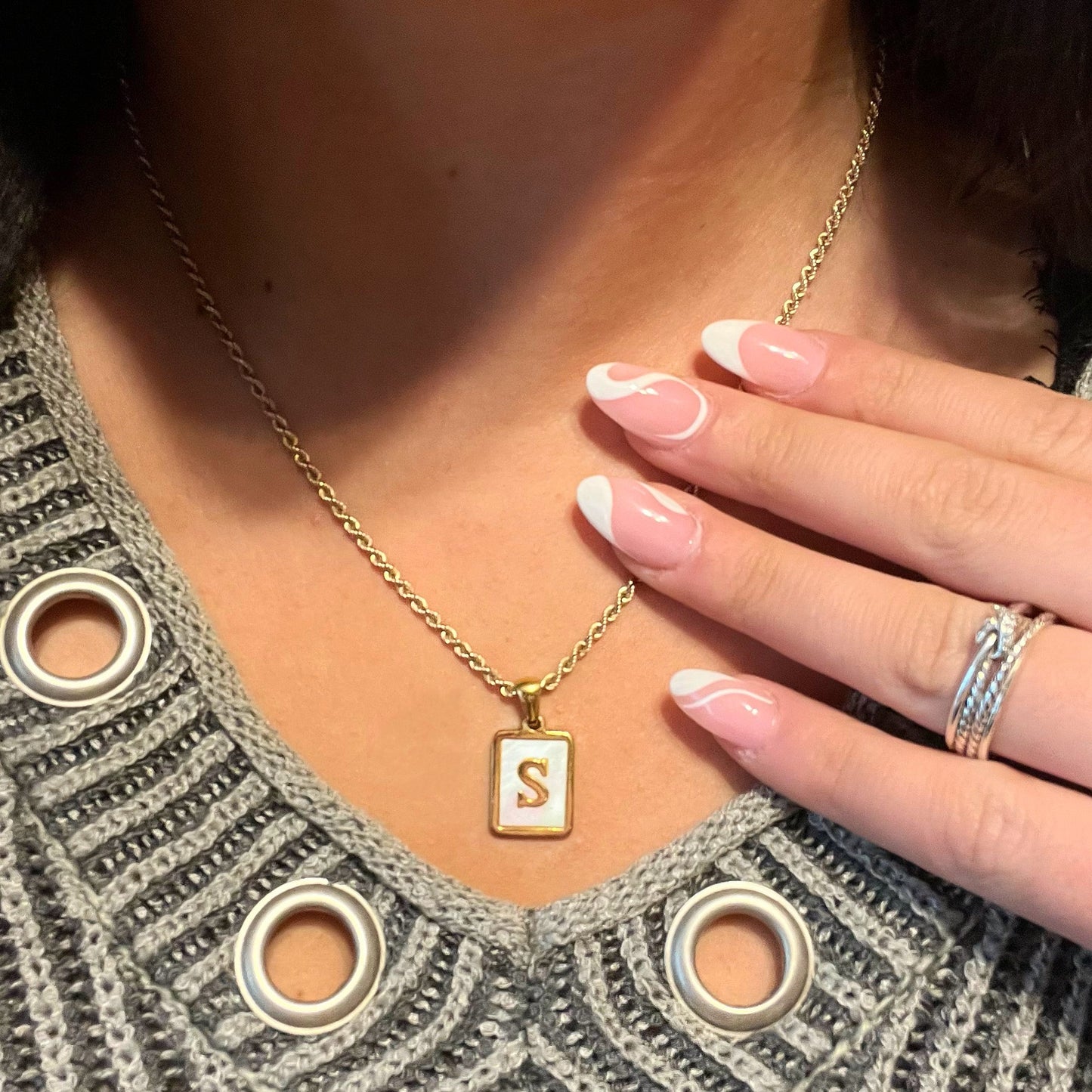 White Shell Initial Necklace